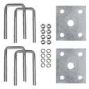 A.A Square U Bolts & Tie Plate Kit for 1-1/2" Trailer Axle, Galvanized Zinc