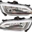 Pair Fog Light Assembly Compatible with Santa Fe 2013 2014 2015 Left and Right Halogen Lamp Passenger & Driver Side