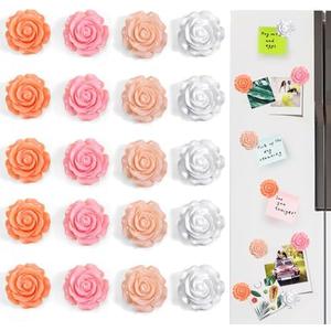Vodolo 3D Flower Fridge Magnets,20 PCS Cute Locker Decorations for Girls in Middle School,Pink Magnetic Locker Accessories Refrigerator Sticker for Office Kitchen Iron Whiteboard