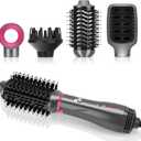 IG INGLAM 4 in 1 Hot Air Brush, Negative Ion Detachable Hair Styler & Volumizer with 2 Brush Heads, Updated Push Switch, Gray (Grey Pro new Upgrade)