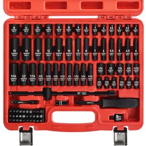 1/4" Socket Set 85 Piece, Metric Shallow/Deep Sockets (4-15mm) and SAE Shallow/Deep Sockets (5/32-9/16), Screwdriver Bit Set, Tool Kit for Home Use and Automotive Repair
