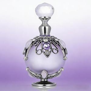 Vintage Perfume Bottle Refillable Empty Purple Perfume Bottles with Hollow-out Diamond-embellished Pattern, Suitable for Refilling, Travel-sized Valentine Decor Gifts