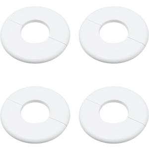 Wall Split Flange Escutcheon Plate for 1.7 Inch Pipe 4Pcs White, ABS Round Hole Cover, 4.13 Inch Self-Adhesive Pipe Cover, Water Pipe Wall Hole Decoration for Laundry Bathroom Kitche