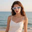 BOXOB Bride Sunglasses for Women, White Square Frame Bridal Sunglasses Bachelorette Party Accessories Bridal Shower Decor Bridesmaid Gifts Bride to Be Favors Bach Party Supplies