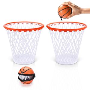 Set of 2 Basketball Trash Can - 2 Zippered Shooting Balls - Perfect Basketball Gift - Boys Room Decor - Easter basket for Dorm or Home Office - Kids Bedroom Wastebasket - Sport Party- Size 12"x12"x12"