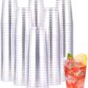 JOLLY CHEF 10 oz Clear Disposable Plastic Cups 200 Pack, Clear Plastic Cups Tumblers, Heavy duty Party Glasses, Disposable Cups for Wedding, Thanksgiving, Christmas Party