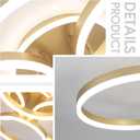 Modern LED Chandelier Semi-Flush Mount Ceiling Light 4-Rings Dimmable 34 Brushed Gold Ceiling Lighting Fixture with Remote for Living Room Dining Room(110W 3000K-6500K), D34inch