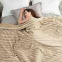 Amlie Home Faux Fur Throw Blanket for Couch, Cozy Fuzzy Fluffy Fur Luxurious Soft Striped Plush Gift Blankets for Family Sofa Chair Bedroom, 55"x70", Beige