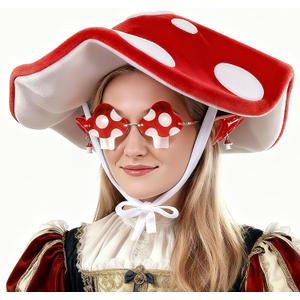 Mushroom Hat Renaissance Elf Ears Glasses Medieval Toadstool Costume Accessories Halloween Forest Fairy Elf Fantasy Outfit