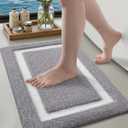 Color&Geometry Gray Bathroom Rugs 24x16, Extra Soft Absorbent Microfiber Bath Rugs, Non-Slip Bathroom mat, Small Washable Plush Bath Mats for Bathroom, Shower, Bathtub, Laundry, Small, Light Grey