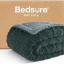 Bedsure Gentlesoft Sherpa Fleece Throw Blanket for Couch - Fluffy & Cozy Cable Jacquard Tufted Throw for Women Gift, Thick and Warm Christmas Blanket for Winter, Dark Green, 50x60 Inches