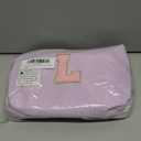Makeup Bag Cosmetic Bag for Girls with Initial Letter Patch 3 Pieces Corduroy Travel Toiletry Make Up Brush Bag Pouch Organizer Preppy Things Cute Stuff Gifts for Teen Girls (Lavender, L)