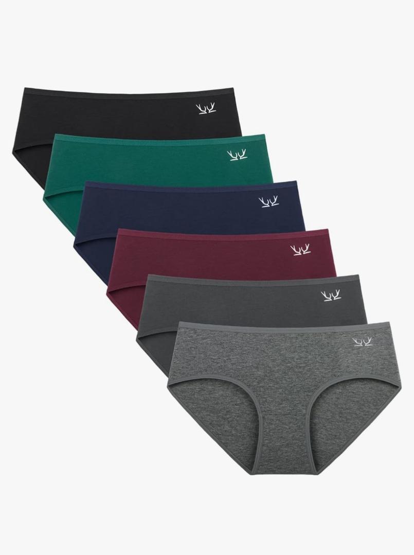 Benirap Womens Underwear Soft Cotton Hipster Panties Breathable Briefs 6 Pack L