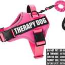 Dog Vest Harness and Leash Set, Animire Reflective Service Dog Vest with 10 Patches, 3 Rings No Choke Pet Vest for Leash Placement, in Training Dog Harness for Small Medium Large Dogs(Hot Pink,S)