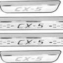 Steel Chrome Door Sill Protector for Mazda CX-5 2026 2025, Honeycomb-Pattern Accessories Plates Cover Auto Interior Accessory Kick Panels Trim Guard