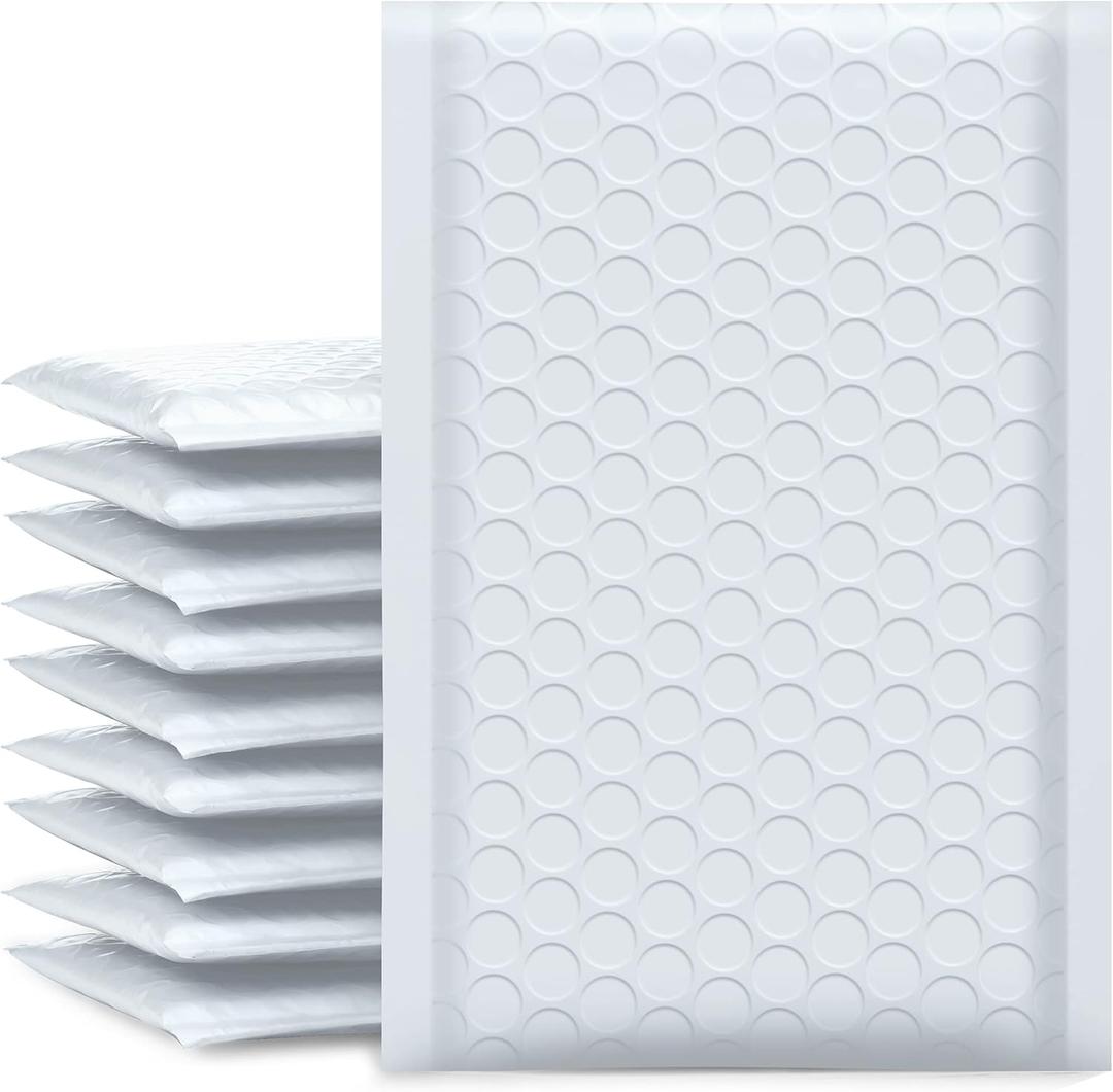 UCGOU Bubble Mailers 3.5x6.5 Inch White 50 Pack Padded Envelopes Usable Size 3.5x5 Small Business Mailing Packages Self Seal Adhesive Waterproof Boutique Shipping Bag for Jewelry Makeup Supplies