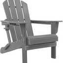 Adirondack Chairs, HDPE All-Weather Adirondack Chair, Fire Pit Chairs (Folding, Grey)