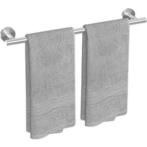 USHOWER Brushed Nickel Towel Bar, 24-Inch Towel Rack for Bathroom Wall Mounted, Thicken SUS304 Stainless Steel Towel Rod Modern Home Decor (Total Length 26-Inch)