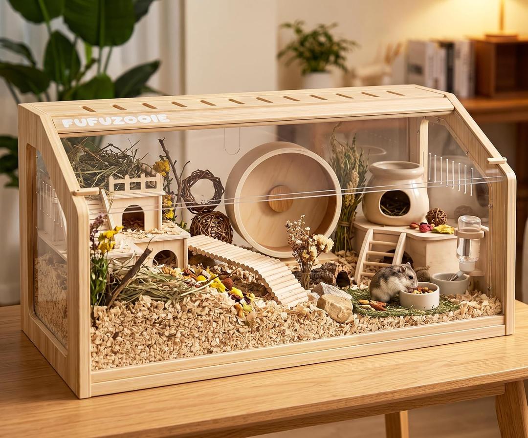 Hamster Cages 39.4" Hamster Enclosure Syrian Wooden Hamster Cage
