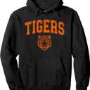 Retro Tigers School Sports Name for Men Women Kids Pullover Hoodie (Black)