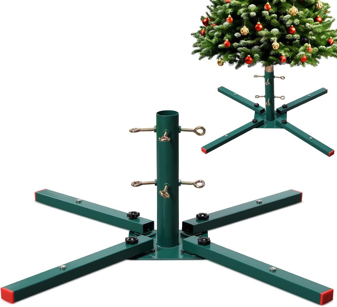 FLY HAWK Christmas Tree Stand, 2.28 Foldable Artificial Christmas Tree Metal Ornament Holder Universal Model Adjustable Umbrella Stand Artificial Christmas Tree for Pine SprucePoplar green