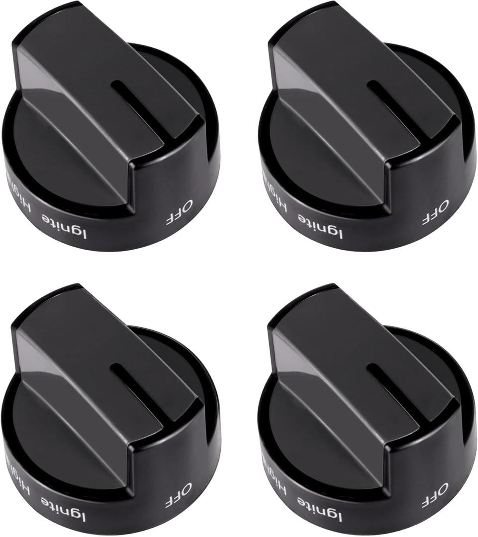 4 Pack- W10339442 Stove Knobs Fit for Whirl-Pool Gas Range Stove WFG320M0BB0 WFG320M0BB1 WFG320M0BB2 WFG320M0BS0 WFG320M0BS2 WFG320M0BS3 WFG320M0BW0 WFG320M0BW1 WFG505M0BB0 WFG505M0BB1 WFG505M0BB2