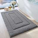 DEXI Bathroom Rug 24x16, Non Slip Washable Bath Mat for Shower Floor, Absorbent Soft Bathmat with Rubber Backing, Quick Dry Microfiber Carpet, Grey