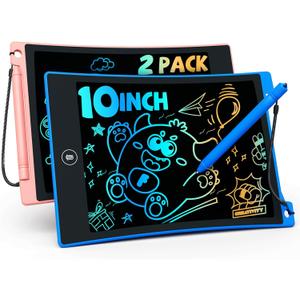 TEKFUN Kids Toys,10in 2 Pack LCD Writing Tablet Coloring Doodle Drawing Board Pad for Kids with Stylus, Car Trip Educational Toys Easter Toys Birthday Gift for Toddlers 3 4 5 6 7 Kids Girls Boys (Blue+pink)