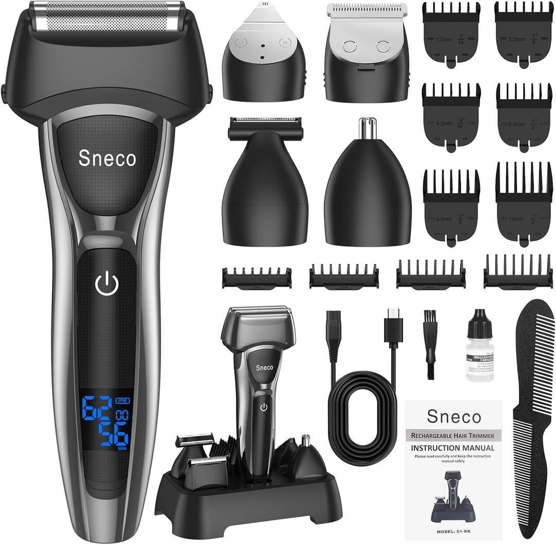 Electric Razor for Men, Waterproof Foil Shaver with Beard Trimmer and Body Groomer, Rechargeable with Charging Stand