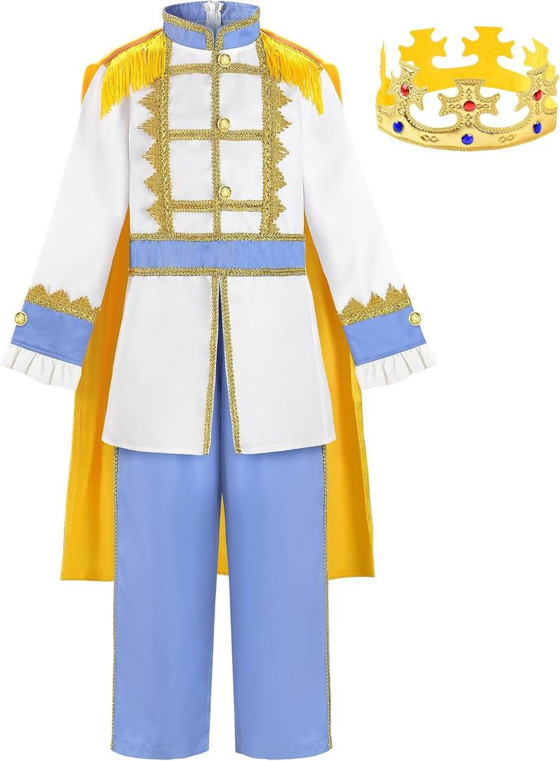 ReliBeauty Prince Costume for Boys Toddler (3T/100, Blue)