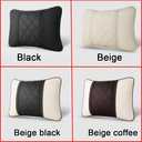 Car Pillows Napa Leather Car Seat Rest Cushion Car Lumbar Pillow for Mercedes Benz Maybach S-Class Lumbar Support Pillow car AccessoriesBeige