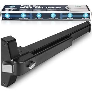 IRONWALLS Door Push Bar Panic Exit Device, 27.5” Stainless Steel Commercial Emergency Exit Panic Bar Handle Black, Emergency Exit Door Hardware for 27.5”-41” Doors