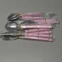 ANNOVA Silverware Set, Retro/Rivet Colorful Stainless Steel Tableware Kitchen Flatware Set Utensils, Includes Dinner Knives, Forks, Spoons, Salad Forks & Dessert Spoons (Light Pink, 10 Pieces)