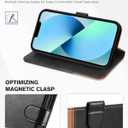 TUCCH Wallet Case for iPhone 13, [RFID Blocking] [3 Card Slots] TPU Interior Protective Case, Magnetic Folio Shockproof PU Leather Stand Flip Cover Compatible with iPhone 13 6.1 5G, Black & Brown
