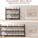 Bumusty 3-Tier Expandable Shoe Rack for Closet, 18-33 Adjustable Shoe Rack for Small Space, Small Shoe Organizer for Front Door, Sturdy Metal, Black