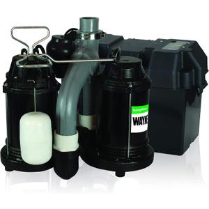 WAYNE - 1/2 HP Basement [Sump] [Pump] System with Integrated Vertical Float Switch and 12 Volt [Battery] Back Up Capability, [Battery] Not Included - Up to 5,100 Gallons Per Hour - Heavy Duty