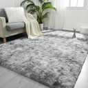 FlyDOIT 9x12 Feet Large Area Rugs for Living Room, Tie-Dyed Light Grey Shaggy Rug Fluffy Throw Carpets, Ultra Soft Plush Modern Indoor Fuzzy Rugs for Bedroom Girls Kids Nursery Room Dorm Home Decor