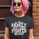 Breast Cancer Awareness Shirt Women: in This Family No One Fights Alone Shirt Breast Cancer Gifts Pink Short Sleeve Tops (Gray, S)