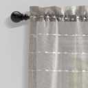 Lush Decor Farmhouse Textured Sheer Window Curtain Valance, 52"W x18"L, Gray