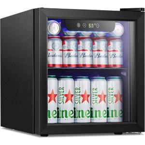 Antarctic Star Mini Fridge Cooler - 12 Bottle 48 Can Beverage Refrigerator Glass Door for Drinks or Beer Wine Small Drink Dispenser for Home, Office or Bar, Electronic Temperature Control1.3cu.ft.