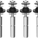 Hibbent 4 PCS Universal Toilet Seat Bolts Kit, Heavy Duty Stainless Steel Toilet Bolts with Extra Long Downlock Nuts Rubber Washers Gaskets, Easy to Install -Bathroom Toilet Repair Screw (Brushed Nickel)