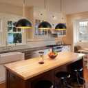 Farmhouse Pendant Lights, 3-Light Black and Gold Dome Pendant Light Fixtures,Industrial Kitchen Island Lighting for Dining Room Bar, E26 Base