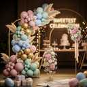Gold Metal Wedding Arch Backdrop Stands Set of 2 (7.2FT & 6.6FT), Metal Square Balloon Arch Frame for Birthday Party, Ceremony, Baby Shower