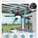 Fanbulous 52 Inch Waterproof Outdoor Ceiling Fan with Lights and Remote,IP65 Hanging Gazebo Fan with 3CCT 6-Speed DC Motor, Black Wet Rated Plug in Ceiling Fan with Cord for Patios Porch Pergola