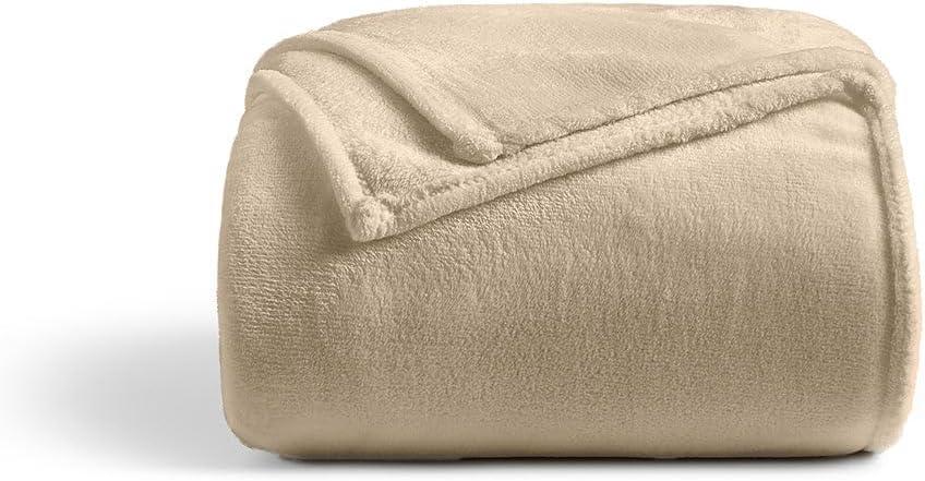 Cosy House Collection Everyday 1500 Series Fleece Blanket - Bedroom Essentials - All Season, Stays Fresh & Clean - Soft, Breathable & Skin-Friendly (Full/Queen, Tan)