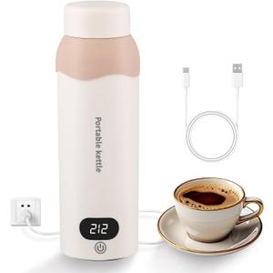 YOIDOO Travel Electric Kettle Small 304 Stainless Steel Portable USB Kettle with Automatic Shut Off & 6 Temperature Control for Tea/Coffee/Milk, 450mL Mini Hot Water Boiler