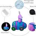 AJY 4Ft Easter Inflatables Bunny Decorations with LED LightsHappy Easter Bunny Blow Up Yard Indoor Outdoor Holiday Decor