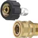 Tool Daily Pressure Washer Adapter Set, Quick Connect Kit, Metric M22 15mm Female to M22 Male Fitting, 5000 PSI