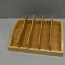 Lifewit Bamboo Lid Organizers for Inside Cabinet, Food Storage Container Lid Holder with 4 adjustable Inserts & 5 Sections, Kitchen Pantry organizer and storage, 10.6" X 8.3"