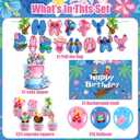 42Pcs Cartoon Themed Party Supplies Includes Banner Cake Topper Cupcake Toppers and Balloons Blackdrop for Cartoon Baby Shower Birthday Party Decorations